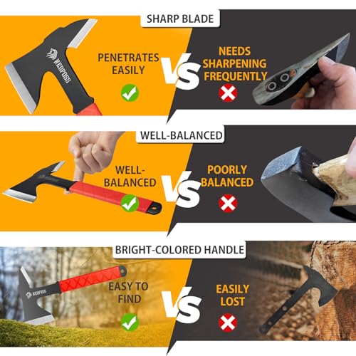 NedFoss Throwing Axes and Tomahawks, 3.14" Blades Throwing Axe Pack of 3 | 11.1" Full Tang Throwing Axe Set, Tomahawk Axe with Nylon Sheath for Axe Throwing Game, Recreation and Competition