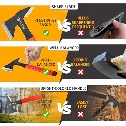 NedFoss Throwing Axes and Tomahawks, 3.14" Blades Throwing Axe Pack of 3 | 11.1" Full Tang Throwing Axe Set, Tomahawk Axe with Nylon Sheath for Axe Throwing Game, Recreation and Competition