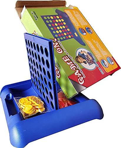 4 IN A ROW Board Games Foldable Line up 4 Toys Children's Educational for Kids Blue SHUYUE