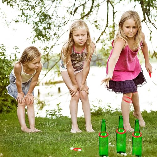 Aodaer 60 Pack Ring Toss Rings Plastic Carnival Rings for Carnival Party Favors Bottles Sport Ring Toss Game Fun Target Toys - color: Red