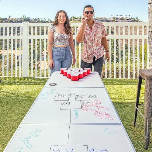 GoPong 8 Foot Portable Beer Pong/Tailgate Tables (Black, Football, American Flag, or Custom Dry Erase) - color: Custom Dry Erase