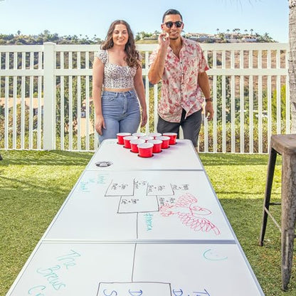 GoPong 8 Foot Portable Beer Pong/Tailgate Tables (Black, Football, American Flag, or Custom Dry Erase) - color: Custom Dry Erase
