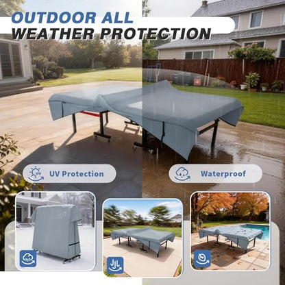 Ping Pong Table Cover Outdoor, Dual Function Table Tennis Cover | Premium Cover Fits Universal 9x5 FT Folding & Flat Tables Indoor & Outside - color: Grey