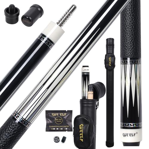 CUEELF 2-Piece Professional Pool Cue Set 58" Low Deflection Shaft Pool Cue with 12.5mm Tip Pool Stick Featuring Premium Leather Grip - color: WD-CA23-06, size: 21 oz