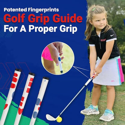 Fingerprints Junior Golf Club Set - Perfect for Junior Golfers - Left-Handed & Right-Handed Options - Complete Set in Multiple Sizes with Driver, Hybrid, 7i, PW, Putter & Stylish Stand Bag - size: Golf Club Set for 52"-60" tall