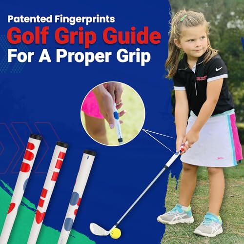 Fingerprints Junior Golf Club Set - Perfect for Junior Golfers - Left-Handed & Right-Handed Options - Complete Set in Multiple Sizes with Driver, Hybrid, 7i, PW, Putter & Stylish Stand Bag - size: Golf Club Set for 52"-60" tall