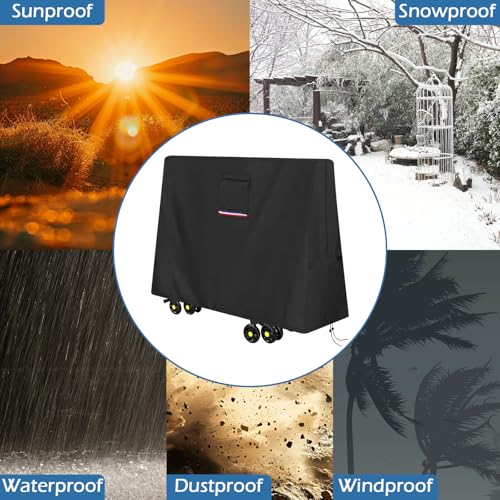 Ping Pong Table Cover Outdoor Waterproof,Table Tennis Cover Fits Both Folding and Flat Tables (Flat Size-9x5 FT) with Waterproof Seal, Includes Organize Bag for Indoor and Outdoor Use