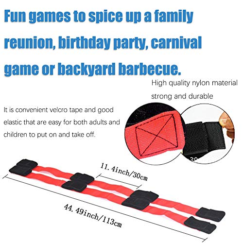 Durable 4 Legged Race Bands Outdoor Game for Kids Adults Relay Race Carnival Field Day Backyard Birthday Team Party Games - color: Red