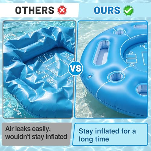 Biggun Floating Pool Game Table - Spacious Inflatable Board Games Table with Waterproof Playing Cards, Fun to Use Food Drink Bar for Summer Pool Accessories