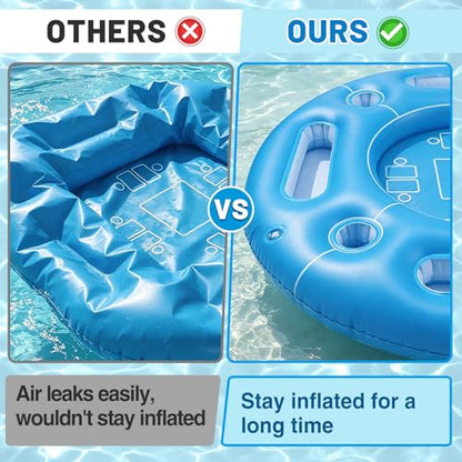 Biggun Floating Pool Game Table - Spacious Inflatable Board Games Table with Waterproof Playing Cards, Fun to Use Food Drink Bar for Summer Pool Accessories