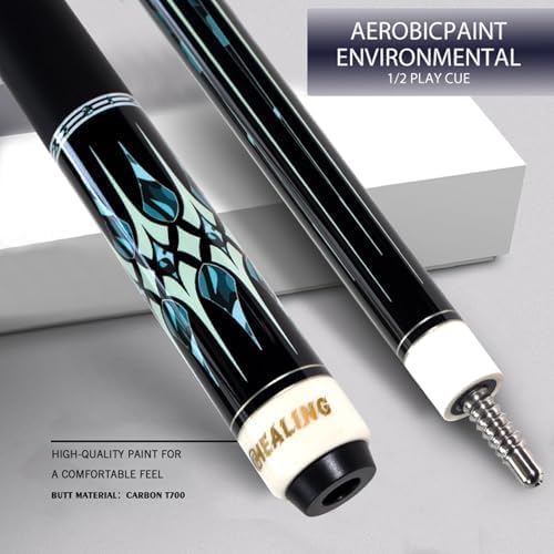 58" 19-20oz 2-Piece Carbon Pool Cue Stick 12.5mm Tip Billiard Carbon Fiber Clue, Billiard Supplies 1/2 Joint Handmade Straight Fit Bulb/Black 8, Nine Balls 19-20 oz (Play Cue)