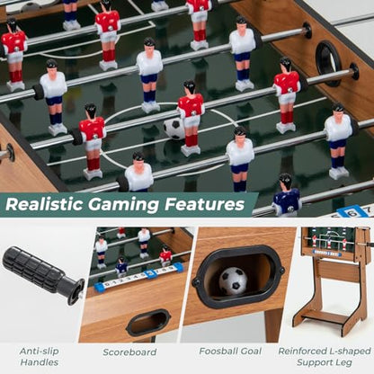 Giantex 27in Folding Foosball Table with 2 Mini Footballs, Score Keepers - ASTM Certified for Indoor Recreation, Great for Family Game Nights and Parties