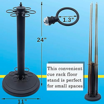 Pool Stick Holder, Pool Cue Rack, Pool Cue Holder Floor Stand, Stand Style Metal Billiard Cue Racks, Holds 6 Pool Cue Sticks