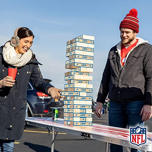 Wild Sports NFL Giant Stacking Wooden Blocks – Tumbling Tower Classic Family Game Stacks – Great Gift for Any Football Fan! - color: Detroit Lions