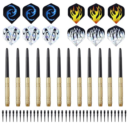 12 Pack Soft Tip Darts Set 14 Grams Darts Soft Tip Set Kit Professional Darts with Drat Flights and Soft Tips for Dartboard