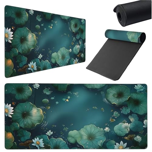 Large Extended Gaming Mouse Pad with Stitched Edges, (35.4X15.7In) Durable Non-Slip Natural Rubber Base, Waterproof Computer Keyboard Pad Mat for Esports Pros/Gamer/Desktop/Office/Home (B) - color: B