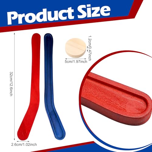 Soulchen 2 Sets Replacement Hockey Sticks and Pucks for Classic Wooden Tabletop Games Hockey Game Slap Shot Extra Accessories for Family Adults Kids Children - color: Red,Blue