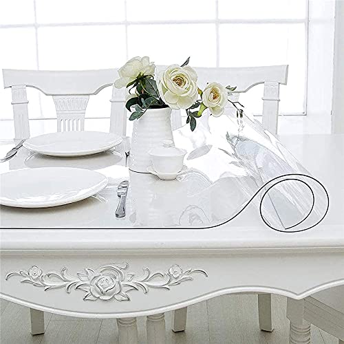 Clear PVC Table Cover - Waterproof, Oilproof, Easy to Clean Wipeable Protector for Kitchen, Dining, Coffee Tables - 2mm Thick, 100x110cm Size, Durable and Stylish