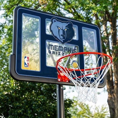 Lifetime NBA Memphis Grizzlies Portable Basketball Hoop, Adjustable Height 7.5-10 Ft, 44 Inch Shatterproof Fusion Backboard, Base with Wheels - color: Memphis Grizzlies