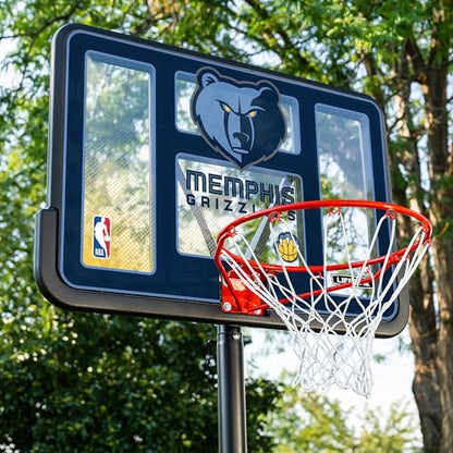 Lifetime NBA Memphis Grizzlies Portable Basketball Hoop, Adjustable Height 7.5-10 Ft, 44 Inch Shatterproof Fusion Backboard, Base with Wheels - color: Memphis Grizzlies