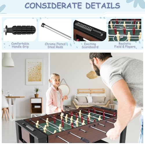 RAYKEEP 54" 4-in-1 Swivel Multi-Game Table -Combo Game Table Set for Kids, Adults - Indoor and Outdoor Arcade Sports Table - Air Hockey, Billiards, Foosball, Ping Pong for Home, Game Room