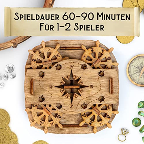 iDventure Cluebox - Davy Jones Locker - Escape Room Game - Pirate Puzzle Box - Gift Box - 3D Wooden Puzzle for Adults - Wooden Jigsaw - Brain Teaser - Birthday Gift Gadget for Men - Money Box - color: Davy Jone's Locker