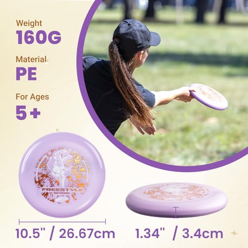 Frisbee Outdoor Flying Disc 160g, 10.5 Inch Sports Disc, Durable and Flexible, for Outdoor Beach Backyard Family Fun