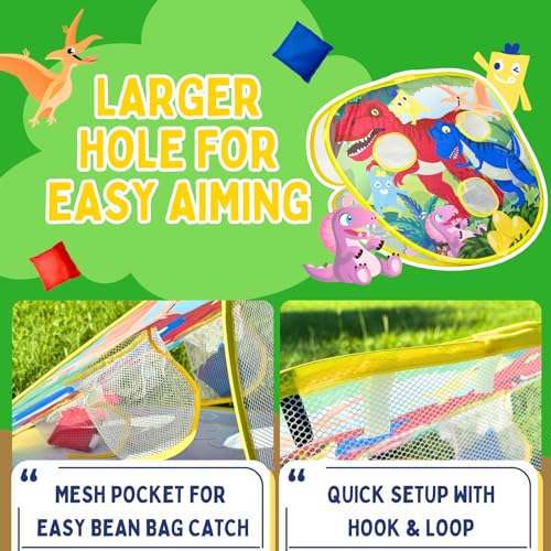 Grip Kids 2-in-1 Dinosaur & Animal Bean Bag Toss Game – Double-Sided 27" Target Board with 6 Bean Bags – Outdoor & Indoor Toy for Toddlers & Kids Ages 3-6 – Birthday Gift - Amazon Exclusive