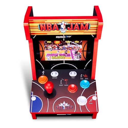 Arcade1Up NBA JAM Countercade Arcade Machine with NBA JAM TE and NBA Hang Time, 7" LCD Screen, Light-Up Marquee and Real-Feel Arcade Controls - style: NBA JAM