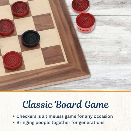 WE Games Old School Wooden Checkers Set Red and Black Pieces – 12 Inch Classic Board Game for Strategy Play, Gatherings, and Game Nights