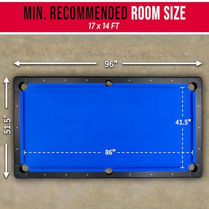 GoSports 6, 7, or 8 ft Billiards Tables - No Assembly, Choose Your Color - Portable Pool Table Includes Full Set of Balls, 2 Cue Sticks, Chalk and Felt Brush - style: 8 ft Blue
