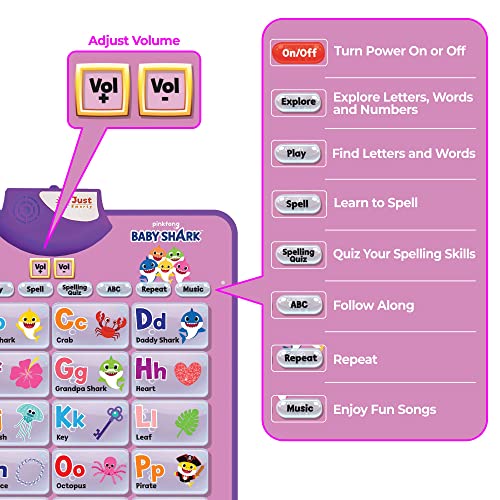 Pinkfong BabyShark Alphabet & Number Learning Toy for Girls Pink Edition | PinkFong Official Song Musical Mat | Best Birthday 1 Year Old Toys | Baby Shark Toys for Toddlers 1-3 | Baby Shark Games - style: Baby Shark Pink Edition