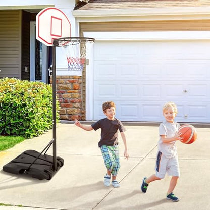 Kids Portable 5.4-7 Ft Height Adjustable Basketball Hoop Stand, 28 Inch Backboard, Basketball Goals Indoor/Outdoor