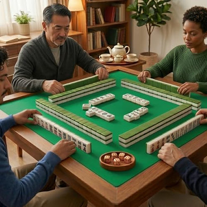 GSE Games & Sports Expert 32 x 32 Inches Rubber Anti-Slip Playmat, Mahjong, Dominoes, Poker Cards and Board Games Tabletop Cover Mat with Carrying Bag (Green) - color: Green, size: 1-Pack