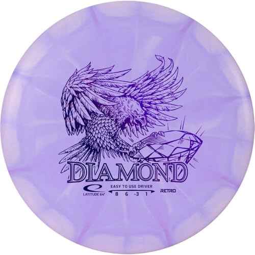 Latitude 64 Retro Burst Diamond Disc Golf Driver | Beginner Frisbee Golf Disc | 160g and Under | Burst Pattern and Stamp Color May Vary (Purple) - color: Purple