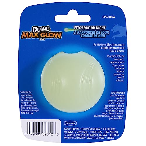Chuckit! Glow in the Dark Bouncy Balls - Ball for Dogs, Chuckit Dog Toy, Max Glow Balls - Small, 2 Inch, Pack of 1 - size: Small