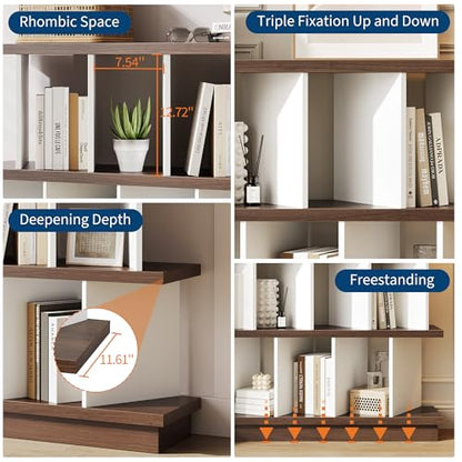 GAOMON 8 Cube Low Bookshelf Bookcase - Wooden TV Stand Cabinets with Removable Back Panels, Modern Home Display Storage Rack for Living Room, Bedroom, Entrance - Walnut - color: Walnut