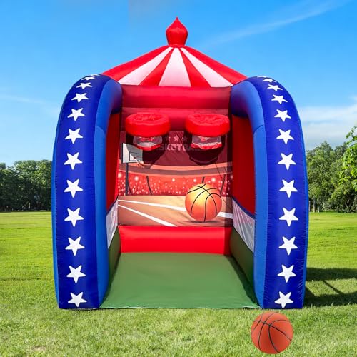 OZIS Inflatable Basketball Hoop Shot with Balls and Built-in Blower Portable Fun Shooting Target Hoops, Interactive Inflatable Carnival Games for Commercial Events, Parties, Family Activities - style: Basketball Hoop
