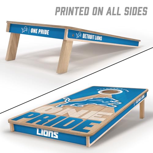 YouTheFan NFL 2' x 4' Slogan Series Professional Wood Cornhole Game with Logo Bags - color: Detroit Lions