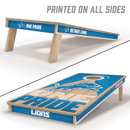YouTheFan NFL 2' x 4' Slogan Series Professional Wood Cornhole Game with Logo Bags - color: Detroit Lions