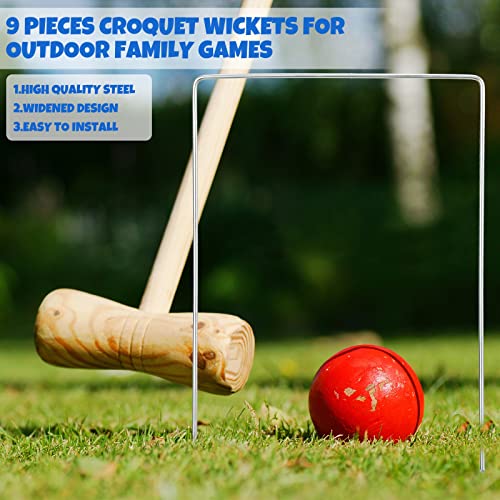 Deekin Set of 9 Croquet Wickets Replacement for Croquet Metal Hoops with Galvanized and Plastic Coating for Family Lawn Backyard Outdoor Game(Square) - style: Square