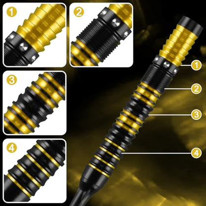 WIN.MAX Darts Soft Tip Set - 90% Tungsten Soft Tip Darts Set Professional 18 Grams Soft Darts Pro Dart Set with Extra 3 Flights - color: Gold and black