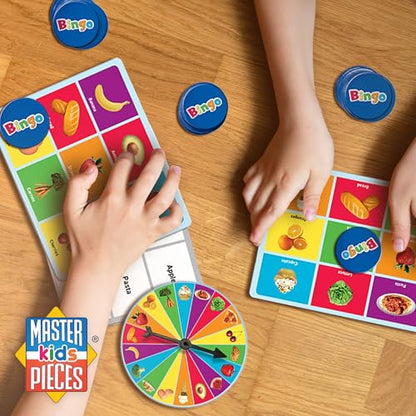 MasterPieces Kids Games - Food Bingo Game - Fun Family Entertainment for Kids and Adults - Educational, Engaging, and Perfect for Game Night, Classroom Activities, and Interactive Play for All Ages - style: Food