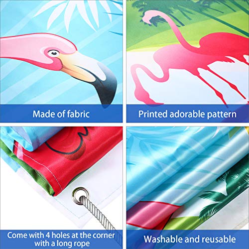 Blulu Flamingo Toss Games with 3 Nylon Bean Bags Hawaiian Summer Flamingo Backdrop Banner for Luau Party Game Birthday Decoration Carnival Party Supplies