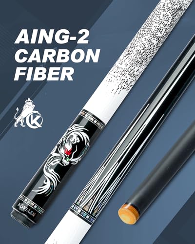 KONLLEN 58 Inch 19oz Carbon Fiber Pool Cue Stick | low deflection,10.5/11.5/12.5mm tips,weight-adjustable design,3/8x8 joint,handcrafted inlay,premium handle - color: AING-1WF Cue-12.5mm