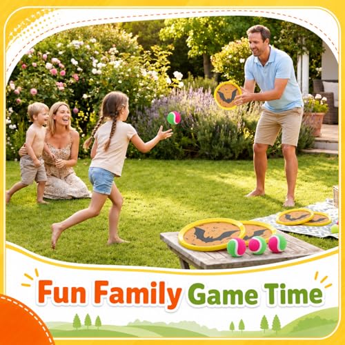 Arrowbash Toss and Catch Ball Game for Kids, 6 Paddles and 4 Sticky Balls, Toddler Baseball Glove & Catch Ball Toys Beach Outdoor Toys Birthday Gift Set for Ages 5 6 7 8-12(6 Pcs,Bat) - style: Bat