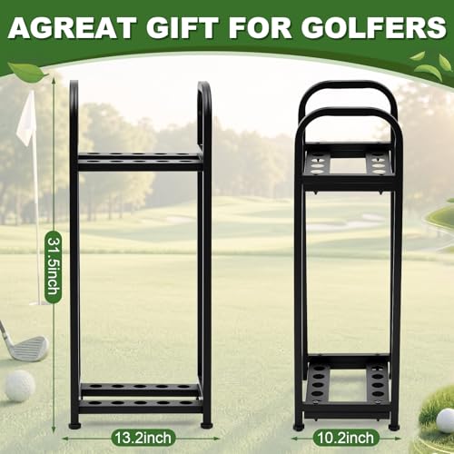 Hicarer 10 Hole Golf Club Holder Metal Golf Club Organizer Stand Rack Putter Stand Display for Indoor and Outdoor Use Home, Black - style: 10 Hole