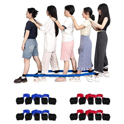 Three Legged Race Bands, 2 Sets, Team Building, 3 Legged Race Bands, Outdoor Party Group Game for Teenagers Adults, Cooperative Team Race for Birthday, Relay Race, Field Day, Backyard Activity Game - size: For 10 people（Red&Blue）