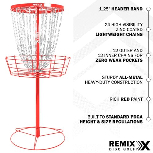Remix Deluxe Practice Basket for Disc Golf - Choose Your Color and Style - color: Red