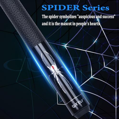 CUEELF Carbon Fiber Pool Cue Stick Leather Wrap Professional Low Deflection Billiard Cue Stick 12.5mm Carbon Fiber Technology Pool Cue - color: CA-SP-BLACK